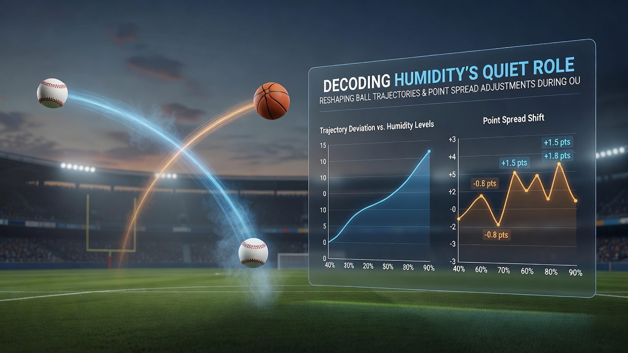 Side-by-side comparison of tennis ball trajectories in dry versus humid conditions on an outdoor court