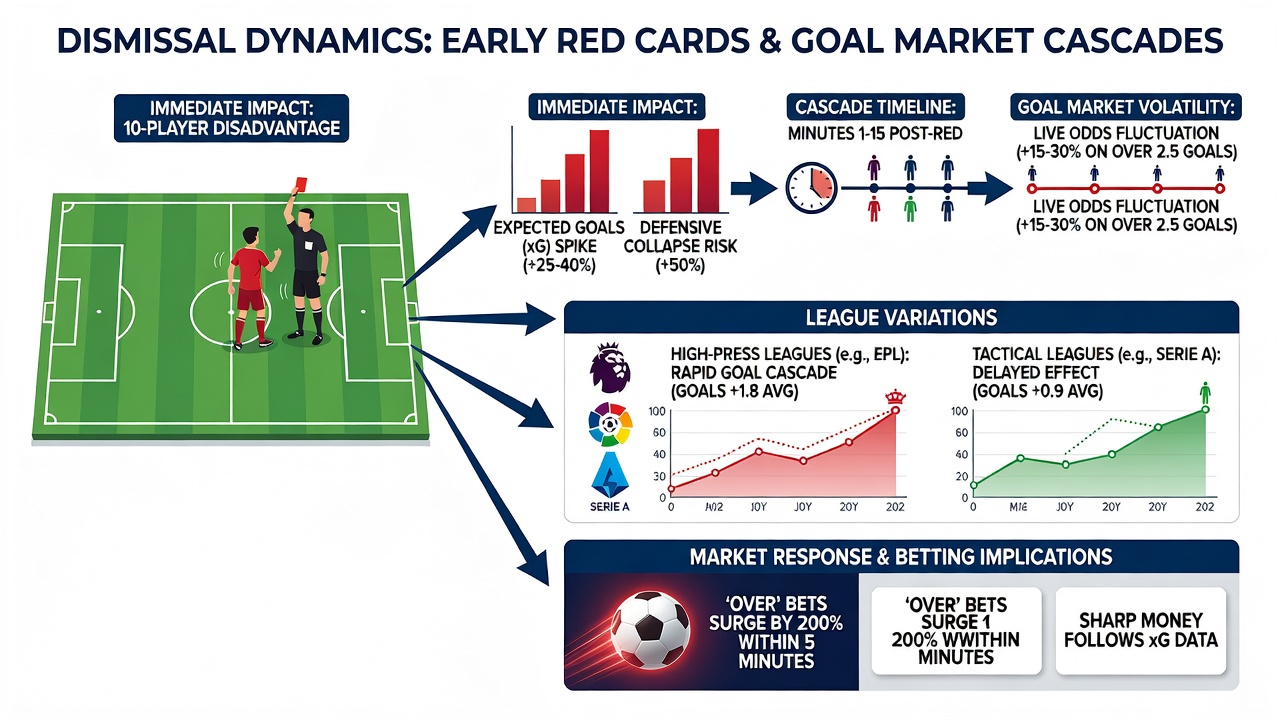 Tactical diagram showing formation changes after a red card in a soccer match affecting goal expectations