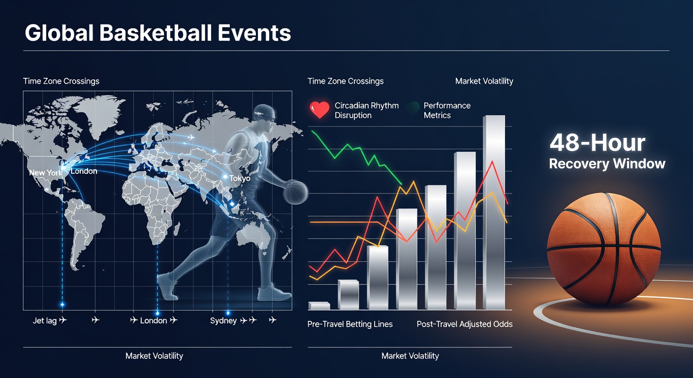 Basketball players arriving at an international tournament after long-haul flights across multiple time zones