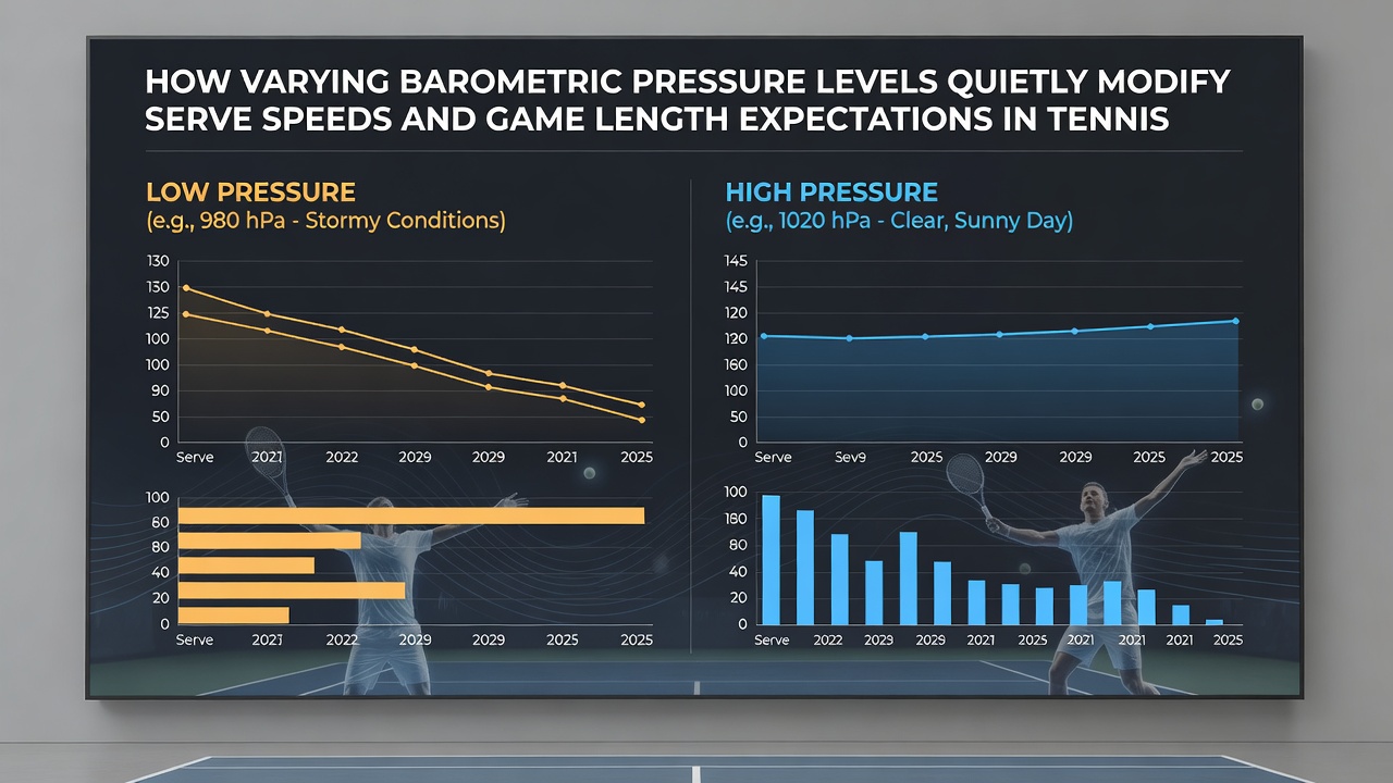 Court-side instrumentation measuring barometric pressure during an elevated tennis match
