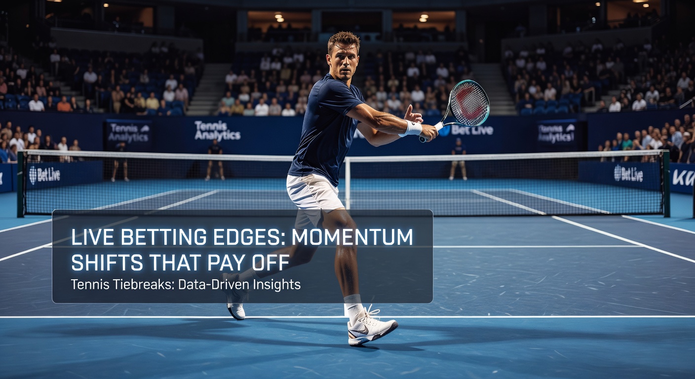 Dynamic graph illustrating rapid momentum swings during a high-stakes tennis tiebreak, with odds fluctuating in real-time