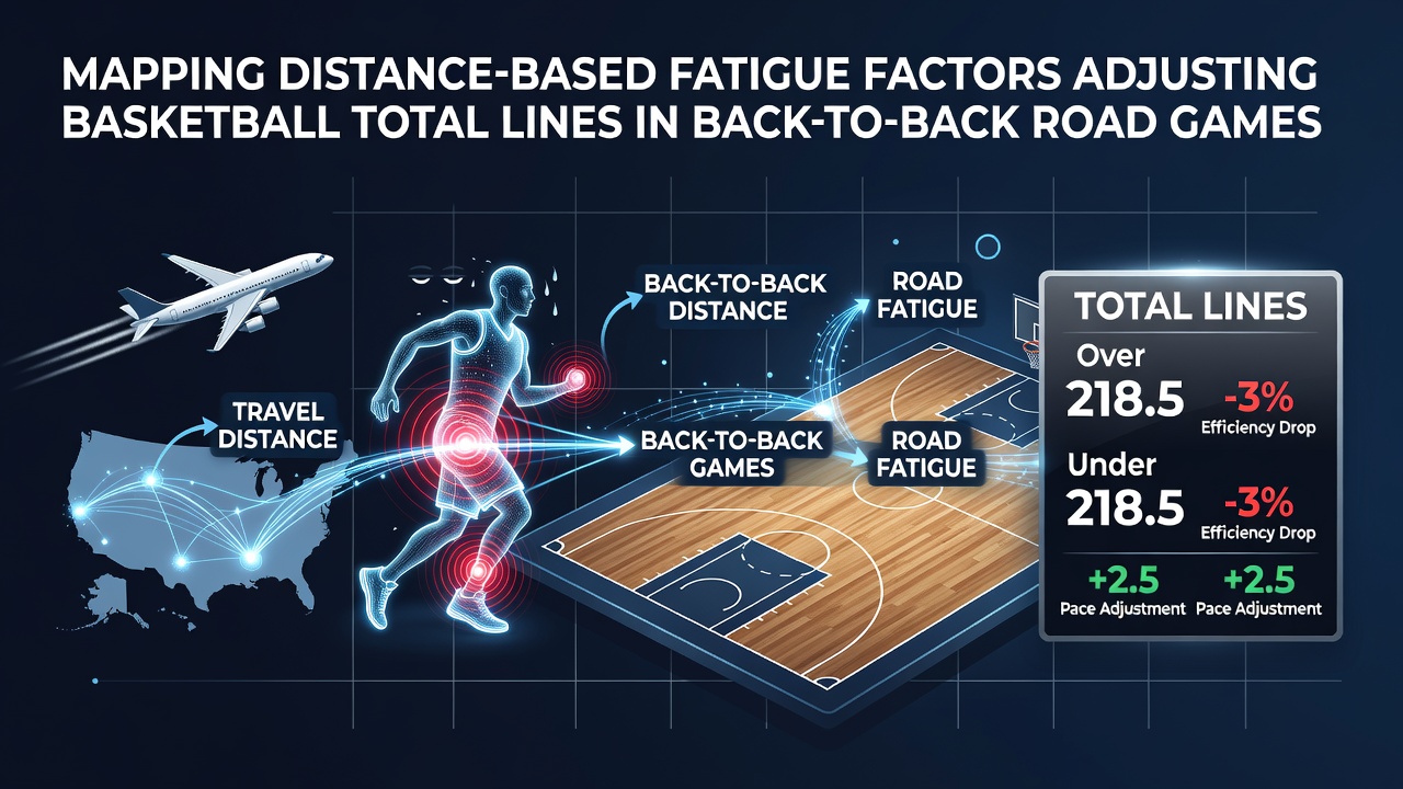 Visualization of travel distance fatigue mapping for basketball back-to-back road games
