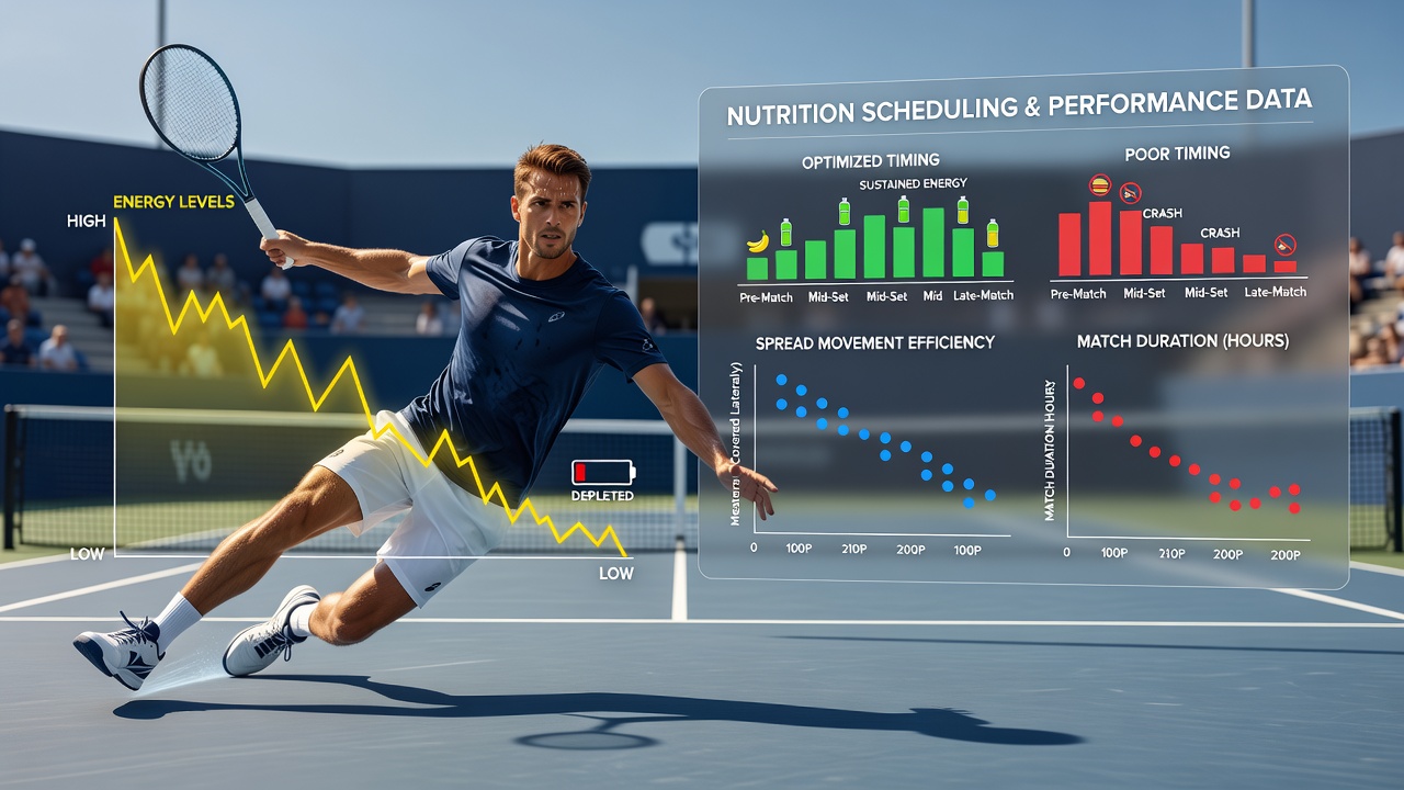 Data visualization showing energy level curves and corresponding spread adjustments in long tennis matches