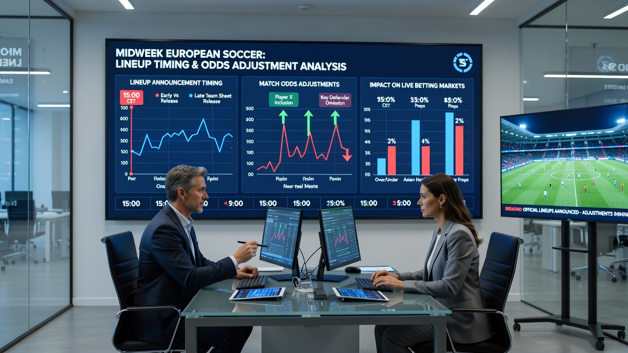 Live odds board updating rapidly after a late lineup announcement in a European soccer match