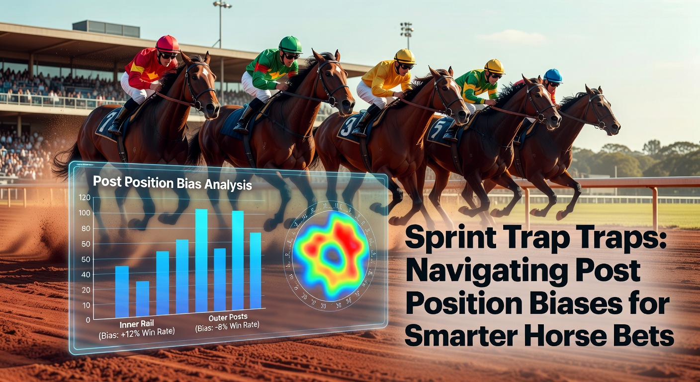 Colorful chart displaying win percentages by post position in short sprint races at a major track, highlighting inside post advantages