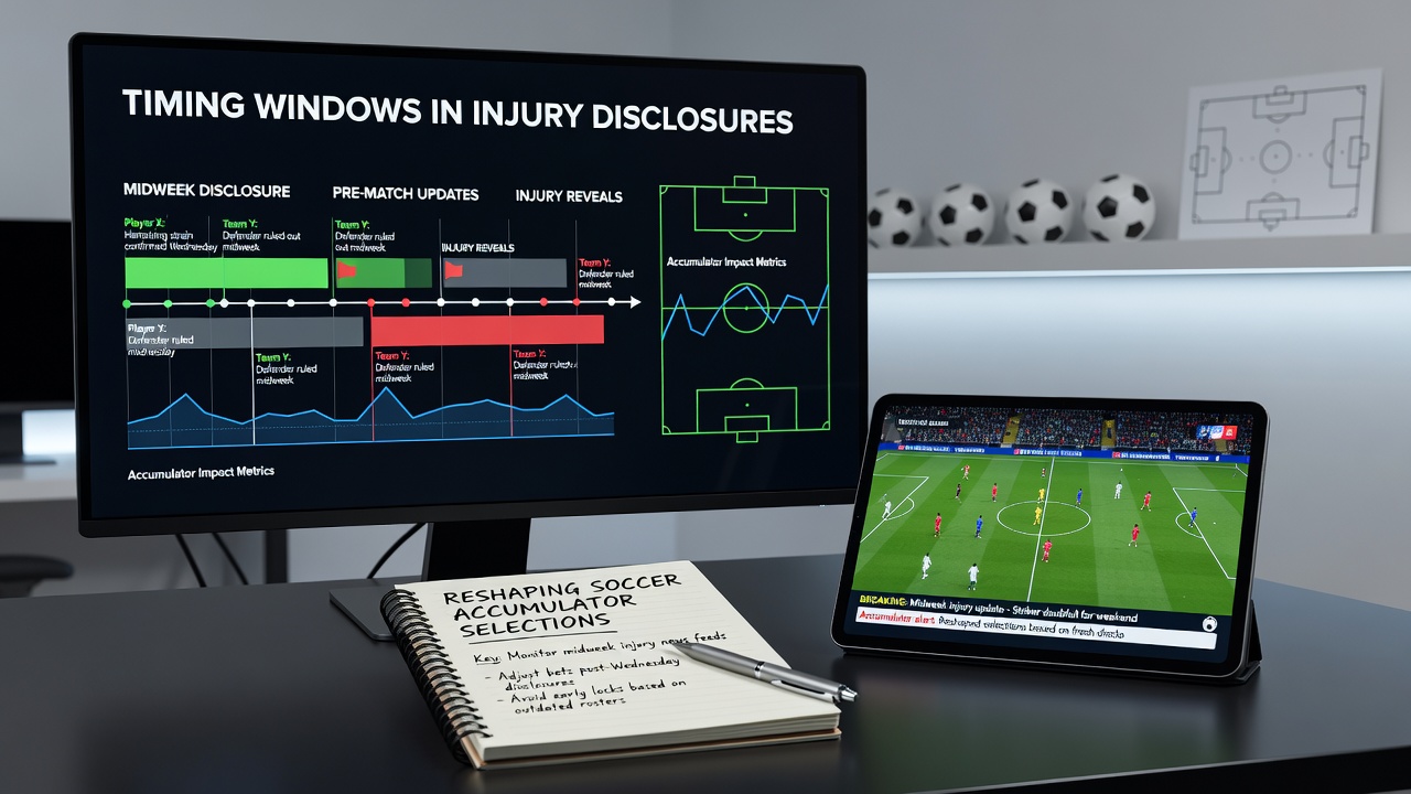 Analysts reviewing soccer injury reports and betting data on multiple screens in a control room