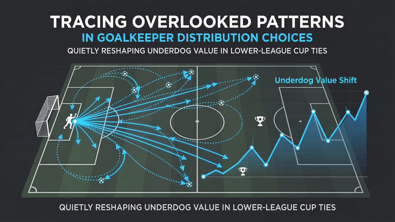 Goalkeeper preparing a distribution from the back in a lower-league cup match