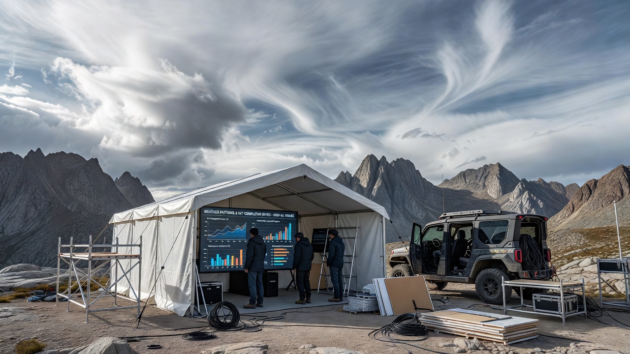 Tennis players adapting to shifting winds and altitude effects during a mountain tournament match