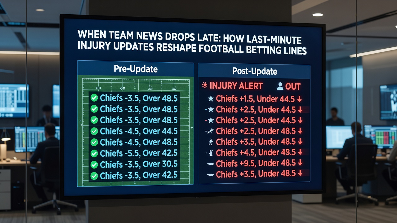 Analysts reviewing real-time injury reports and adjusting football betting odds